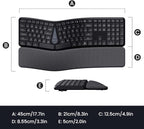 Wireless Ergonomic Keyboard, Split Keyboard with Wrist Rest and Cleaning Brush, 2.4G Computer Keyboard, Comfortable and Natural for Windows PC Laptops