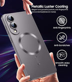 Magnetic for Samsung Galaxy S25 Edge Case [Compatible with MagSafe][Built-in Camera Lens Protector] Slim Soft Silicone Bumper Shockproof Metallic Luster Phone Case (Gray)
