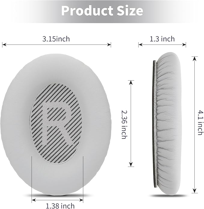 Damex Ear Cushions for Bose qc35 ii Replacement Ear Pads, Compatible with Bose QuietComfort 35 Replacement earpads, Increased Stitching,no Breakage, Protein Leather, Softly. (Silver)