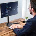 WALI Single Monitor Stand for 13-32 Inch Computer Screens, Freestanding Single Monitors Arm Desk Mount, Universal VESA Monitor Mount 75x75/100x100mm, Adjustable Height and Angle, (MF001), Black