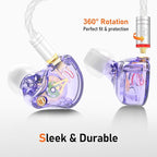 Vibes 202 Wired Earbuds - HiFi in Ear Monitor Headphones – Professional Noise-Isolating Ear Buds - Clear Sound, Deep Bass & Comfort-Fit IEM Earphones - MMCX to 3.5mm, Silver Plated Cord, Carrying Case