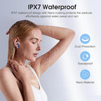 Wireless Earbuds, Bluetooth 5.4 Headphones with 3D Bass Stereo, 40H Ultralight in-Ear Buds, Bluetooth Earbuds with 4 ENC Noise Cancelling Mic, USB-C, IP7 Waterproof Earphones for Android iOS, Blue