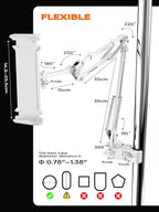 Tablet Stand, Tablet Mount Adjustable with Clamp for Round tube, Universal Flexible Tablet Holder with 360 Degree Rotation for iPad/iPhone/iPad Pro/N-Switch,or Other 4.5~13.5 Inches Devices (White)