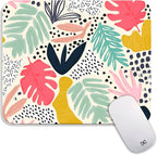 Square Mouse Pad Tropical Plants, Personalized Premium-Textured Custom Mouse Mat Design, Washable Mousepad Cloth, Non-Slip Rubber Base Computer Mouse Pads for Wireless Mouse