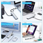 USB C Hub USB Hub 3.0 for Laptop, Upgrade 8 in 2 USB Splitter with USB-C/4 USB A Port Extender, TF/SD Card Slot, 3.5mm Audio Adapter, USBC USB Dongle for PC/Mac/MacBook/Laptop/iPad/Tablet
