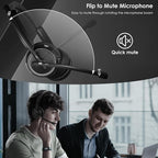 Wireless Headset with ANC & ENC, Bluetooth 5.4 Headset with USB Dongle, Wireless Headphones with Flip-to-Mute Microphone for Work from Home/Office/PC/Cell Phones
