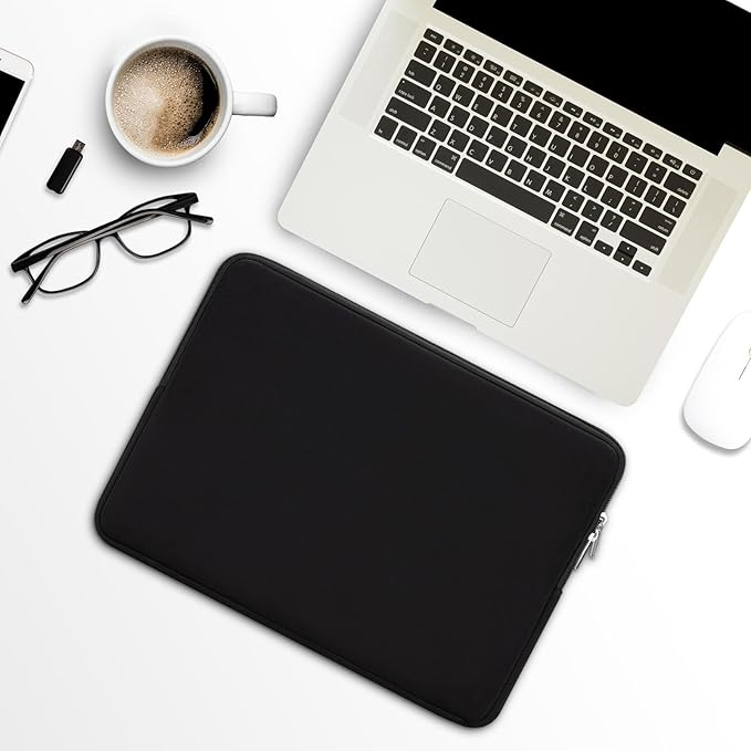 RAINYEAR 15.6 Inch Laptop Sleeve Protective Case Soft Lining Zipper Cover Padded Carrying Bag Compatible with 15.6" Notebook Computer Ultrabook Chromebook (Black, Upgraded Version)