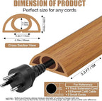 Floor Cord Cover Self Adhesive Cord Hider,3.3FT Cable Management, Extension Strip Protector for Wires, Prevent Cable Trips for Offices, Gyms, Exhibitions Cavity:0.3"(W) x 0.28"(H) Brown Wood