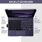 typecase Touch iPad 10th Generation Case with Keyboard (10.9", 2022) and iPad A16 (11th Gen, 2025) – 360° Rotatable, 11-Color Backlit, Multi-Touch Trackpad, Thin & Light (Midnight Amethyst)