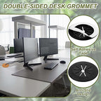 PATIKIL Desk Grommet 1-9/16", 8 Pcs Round Cable Grommet Cord Hole Cover with Adhesive Tape Flexible Table Wire Organizer for Office Home Table Countertop, Black