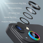 AGVEE 3+3 6 Pack for iPhone 15 6.1" / 15 Plus 6.7" Camera Lens Cover Protector, Metal Ring 9H Tempered HD Glass Camera Cover Protector Film, Black