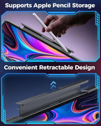 SIBEITU Keyboard Case for iPad Pro 13 Inch M5 2025 / M4 2024, Clear Wireless Protective Cover with Multi-Touch Trackpad, 7-Color Backlight & 3-Brightness, 360 Rotatable, Visible PCB Tech Design, Black
