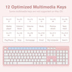 LeadsaiL Pink Wireless Keyboard, 2.4GHz Full-Sized Ergonomic Computer Keyboard, Cordless Noiseless Keyboard,12 FN Shortcuts for Windows MacOS Laptop Computer