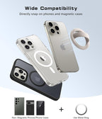 Magnetic Phone Grip, Removable Loop Grip with Soft Finger Strap, Silicone Phone Ring Holder for Back of Phone for iPhone 16/15/14/13/12 Pro Max/Plus, Stone