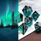 Haxtec Sharp Edge DND Dice Set Blue Black Resin Dice Gold Flakes D&D Dice for RPG Role Playing Games Compatible with Dungeons and Dragons Gift War Series