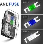 Fused Power Distribution Block Car Audio Fused Distribution Block 12V 0/4 Gauge 4 Way MIDI (Mini-ANL) Fuse Block for Auto Boat UTV Stereo Amp