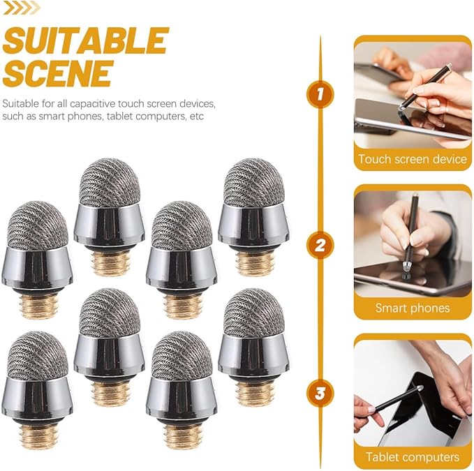 Stylus Tips, 8pcs Mesh Fiber Tips for Touch Screen Devices, High Sensitivity, Soft, no Scratch - Drawing Stylus Accessory