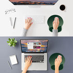 ITNRSIIET Ergonomic Mouse Pad with Wider Memory Foam Wrist Rest +17% - Curved Cushion Reduces Pressure 20%, Pain Relief, Non-Slip, Smooth, Cute Colors, 9.85 x 9 in, Deep Green Gradient