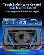 MOUNTUP RGB Laptop Cooling Pad for 13-19 Inch, Max 3500RPM Gaming Laptop Cooler, Cooling Pad Stand with Touch Switch to Control Speed, Laptop Fan Cooling Pad with Powerful 4.72 Inch Turbo Fan