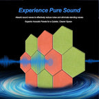 Mollywell Hexagon Acoustic Panels, High Density, Soundproofing, Decorative Noise Reduction Felt Wall Tiles for Ceilings, Home Office & Gaming Room (Orange and Fruit Green), 14x12x0.4 Inch
