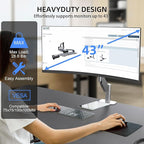 Suptek Ultrawide Monitor Arm Mount for 17 to 43 Inch Heavy Duty Curved Screen,Holds 28.6 lbs,Adjustable Gas Spring Monitor Arm Desk Mount Stand,75/100 Vesa Mount,Silver(MD71MS)