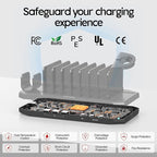 Unitek USB C Charging Station for Multiple Devices Apple - 6 Port MacBook Laptop Charging Dock with Type-C PD 60W Fireproof Fast Charging Stand with Smartwatch & Airpods Holder for iPhone iPad Tablet