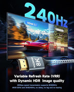 ARISKEEN 8K HDMI Cable 3FT 2-Pack, 48Gbps High Speed HDMI 2.1 Cable, 8K 60Hz, 4K 120Hz 144Hz Support for HDR 10, HDCP 2.2 2.3, eARC, DTS:X, Braided HDMI Cord Compatible with Laptop/HDTV - 3 Feet