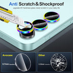 for Samsung Galaxy A16 Camera Lens Protector, Individual Metal Ring Tempered Glass Lens Cover, [Strong Adsorption] Scratch Resistant Ultra-Thin HD Clear Lens Cover, 1 Set-Colorful Ring