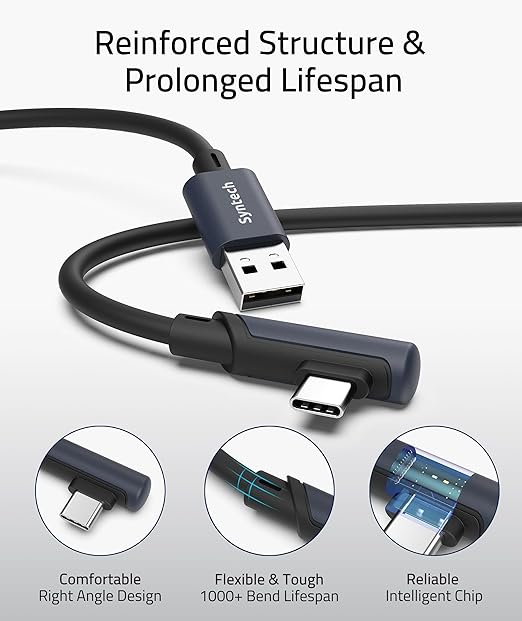 Syntech Link Cable 16 FT Compatible with Oculus/Meta Quest 3/Meta Quest 3S, Quest2/Pro/Pico 4/Ultra Accessories and PC/SteamVR, High Speed PC Data Transfer, USB 3.0 to USB Cable for VR Headset, Black