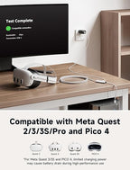 JSAUX Link Cable 16FT with Charging Compatible with Meta Quest 3S/Quest3/2/Pro Accessories【 Charging While Playing】 USB 3.0 High Speed Data Compatible with Oculus 3S/3/2/Pro, Pico 4, PC VR, Steam VR