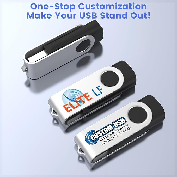 ABLAZE Custom Flash Drive 128MB 100 Pack, Personalized USB Drives Custom USB 2.0 Thumb Drives 100 Pack Memory Stick (Mixcolors)