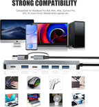 Aluminum 7 in 1 USB C Hub with USB 3.0,7 Ports with 2* USB-C and 5* USB-A, Ultra Slim Portable USB Splitter Adapter for Laptop, PS4, Flash Drive, HDD, Xbox, Printer, Mouse, Keyboard