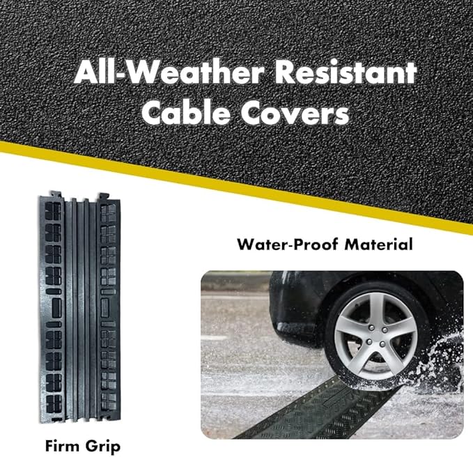 Kable Kontrol Drop Over Floor Cord Cover – 40” Inch Long 2 Channel Cable or Wire Protector – 60 Pcs Bulk Pack - Rubber Ramp for Indoor and Outdoor Use – Black