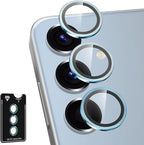 for Samsung Galaxy S24 FE Camera Lens Protector, Individual Metal Ring Tempered Glass Lens Cover, [Strong Adsorption] Scratch Resistant Ultra-Thin HD Clear Lens Cover, 1 Set-Blue