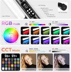Mettlelite TLX1 RGB Tube Light LED Full Color Portable Video Light with APP Control 2800K-8000K CRI96 TLCI97 360° RGB CCT HSI Mode 10 Customizable Light Effects Rechargeable Battery Magnet Design