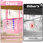 Under Desk Cable Management Tray, 15.7'' No Drill Steel Desk Cable Organizers, Wire Management Tray Cable Management Rack (2 Pack-Pink)