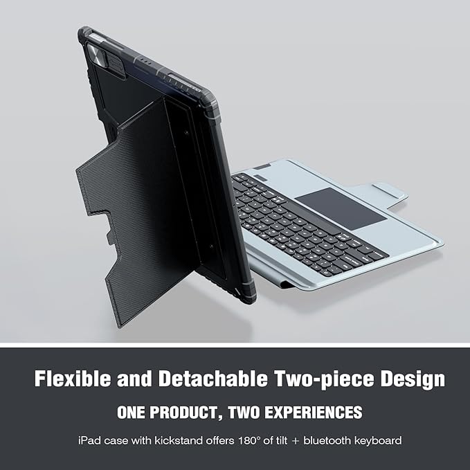 Nillkin for iPad A16 11th 10th Generation Case with Keyboard, Slide Camera Cover, Protective Detachable Wireless Keyboard with Pencil Holder and Trackpad for iPad 11 in A16 2025 10th Gen 10.9 in 2022