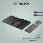 Logitech Casa Pop Up Desk Kit - Adjustable Laptop Stand for Desks, Wireless Keyboard & Touchpad, Bluetooth, USB C Charging, Classic Chic, Green/Black