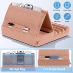 KDD Tablet Pillow Holder, Foldable iPad Stand for Lap, Bed and Desk -Tablet Soft Pad Dock with Pocket & Stylus Mount Compatible with iPad Pro 12.9, 10.5, 9.7 Air Mini 6 5 4 3, E-Reader