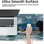 Galdas Gaming Mouse Pad XXL XL Large Long Extended Big Mousepad Non-Slip Rubber Keyboard Mouse Pad with Stitched Edges for Laptop Home Office (31.5x11.8x0.08 Inch) … (Ink Painting)