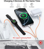 Temdan for Travel Vacation Essentials,3 in 2 USB C Cable for Apple Watch Charger/iPhone 16 Charger/Lightning,Multi Charging Cable Cord,Camping Essentials,Designed for iWatch &iPhone 16-12-4FT Orange