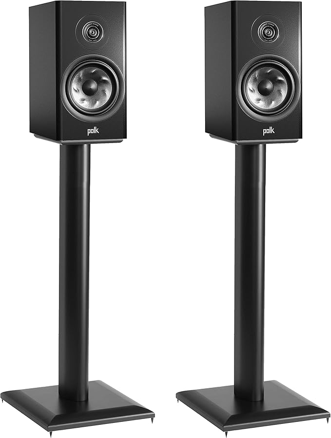 ECHOGEAR Premium Universal Floor Speaker Stands - Vibration-Absorbing MDF Design Works with Edifier, Polk, & Other Bookshelf Speakers Or Studio Monitors - Includes Sound Iso Pads & Carpet Spikes