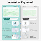 OYEEICE Keyboard Case for iPad Pro 12.9 inch (6th, 5th, 4th Gen) & New Air 13 inch M2, 7 Color Backlit Detachable Wireless Keyboard, Auto Sleep/Wake Cover with Pencil Holder (2022 2021 2020) - Teal