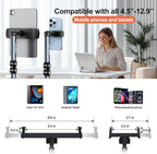 Tablet Floor Stand, Adjustable Tablet Stand, 360° Rotation Tablet Holder, Compatible with iPad, iPhone, Samsung, Google, Kindle Tablet/Phone, (4.5''-12'')