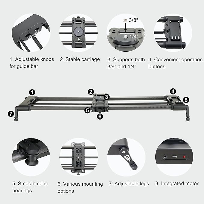 Konova New G1 Wireless Motorized Integrated Carbon Slider for Video, Time Lapse, Stop Motion, Parallax Panormaic Shooting (80cm (31.5"))