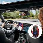 Wireless Car Charger Mount Automotive Electric Induction 15W Fast Charging Auto Clamping Car Phone Holder Mount Wireless Charging Mount Air Vent Phone Holde Compatible with All Android (Red)