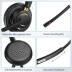 Arama USB Headset with Microphone for PC, Computer Laptop Headphones with Noise Cancelling Mic & Audio Controls for Home Office Business Skype UC Webinar Zoom