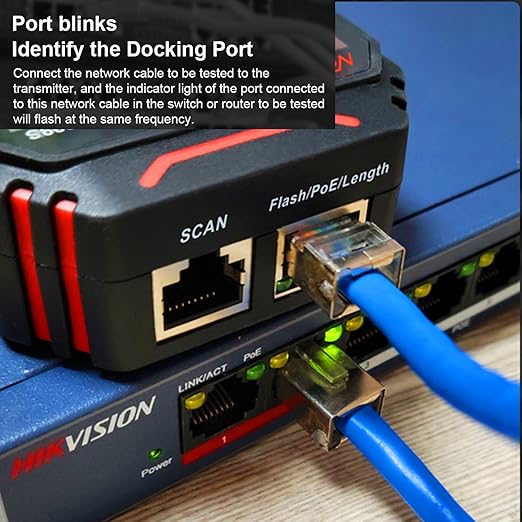 NOYAFA NF-8209S Network Cable Tester for CAT5, CAT6, LAN/Ethernet with PoE and NCV, LCD Anti-Interference scan Mode Wire Tracer Lithium Battery Charge