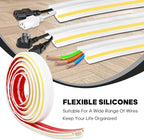10ft Large White Floor Cord Cover, Self-2" (W) x 0.6"(H), Cable Cavity:0.8"(W) x 0.4"(H), Adhesive Power Cable Protector, Silicone Cord Protector, Cord Management, Cord Concealer and Cable Hider