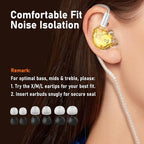 Vibes 202 Wired Earbuds - HiFi in Ear Monitor Headphones – Professional Noise-Isolating Ear Buds - Clear Sound, Deep Bass & Comfort-Fit IEM Earphones - MMCX to 3.5mm, Silver Plated Cord, Carrying Case